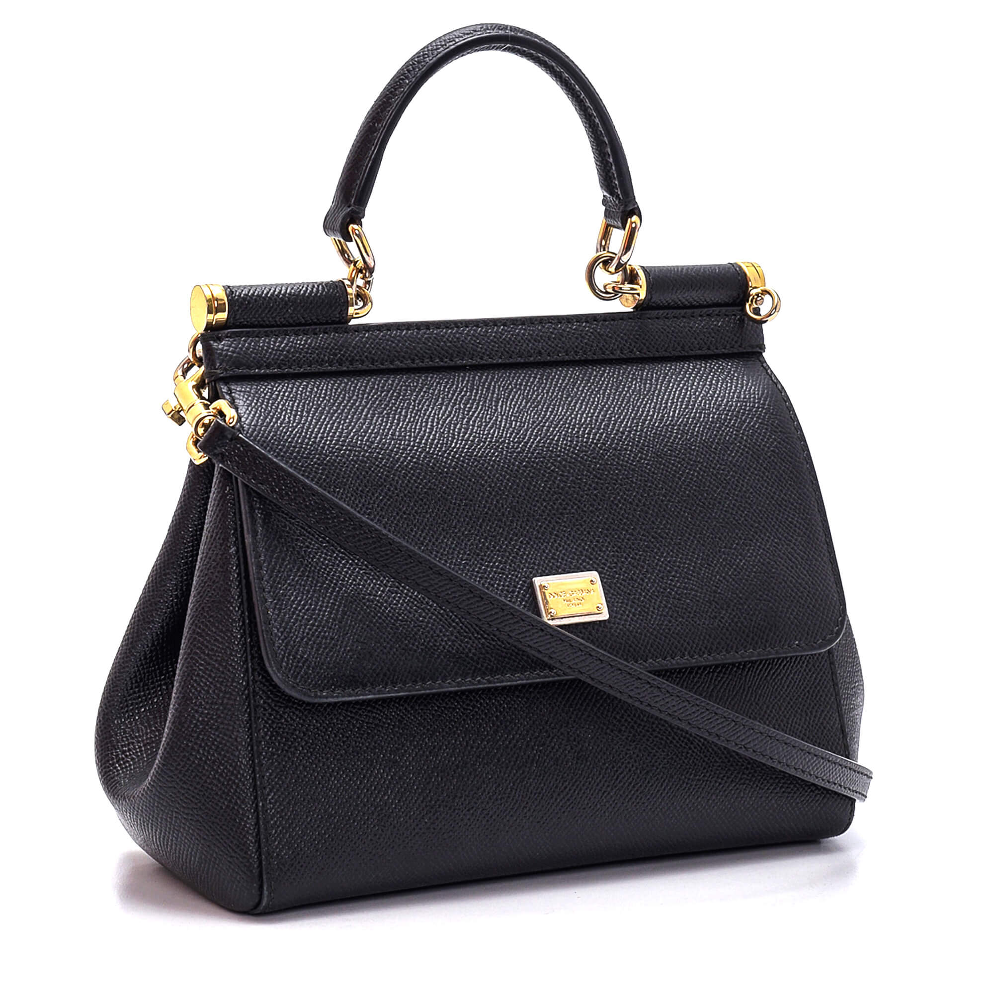 Dolce Gabbana - Black Leather Small Sicily Bag 
